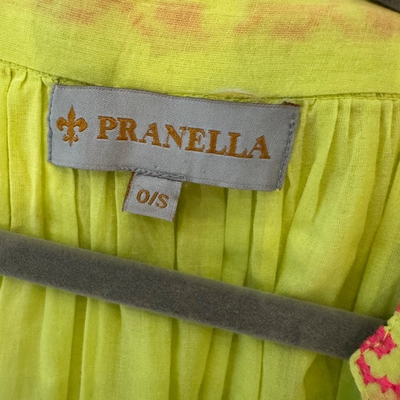 Pranella Sia Mini Dress in Lime Green w Pink Cross Stitch Tassels Last O/S - Picture 2 of 2